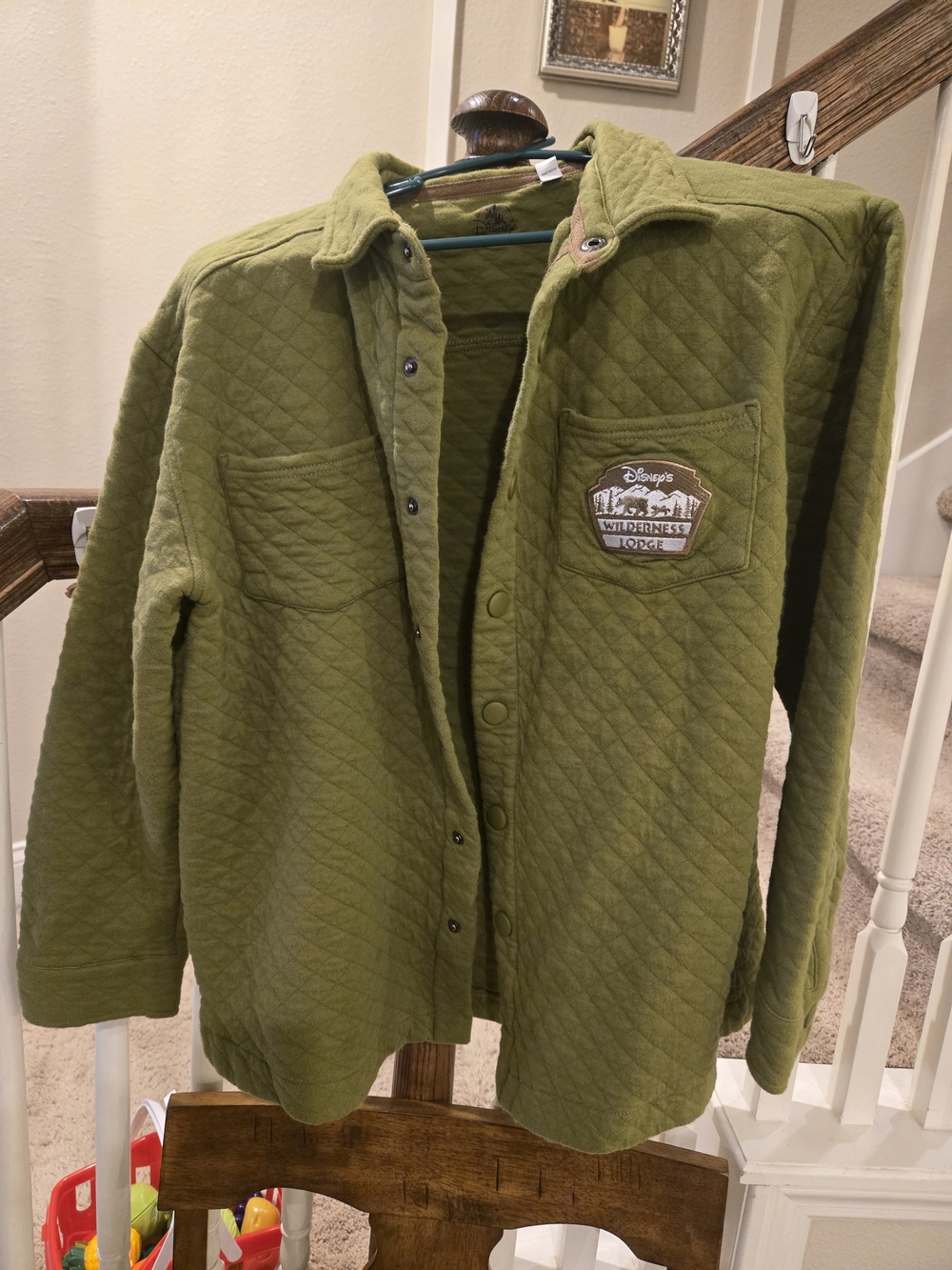 Disney Olive Green Quilted Snap-Front Jacket Wilderness Lodge